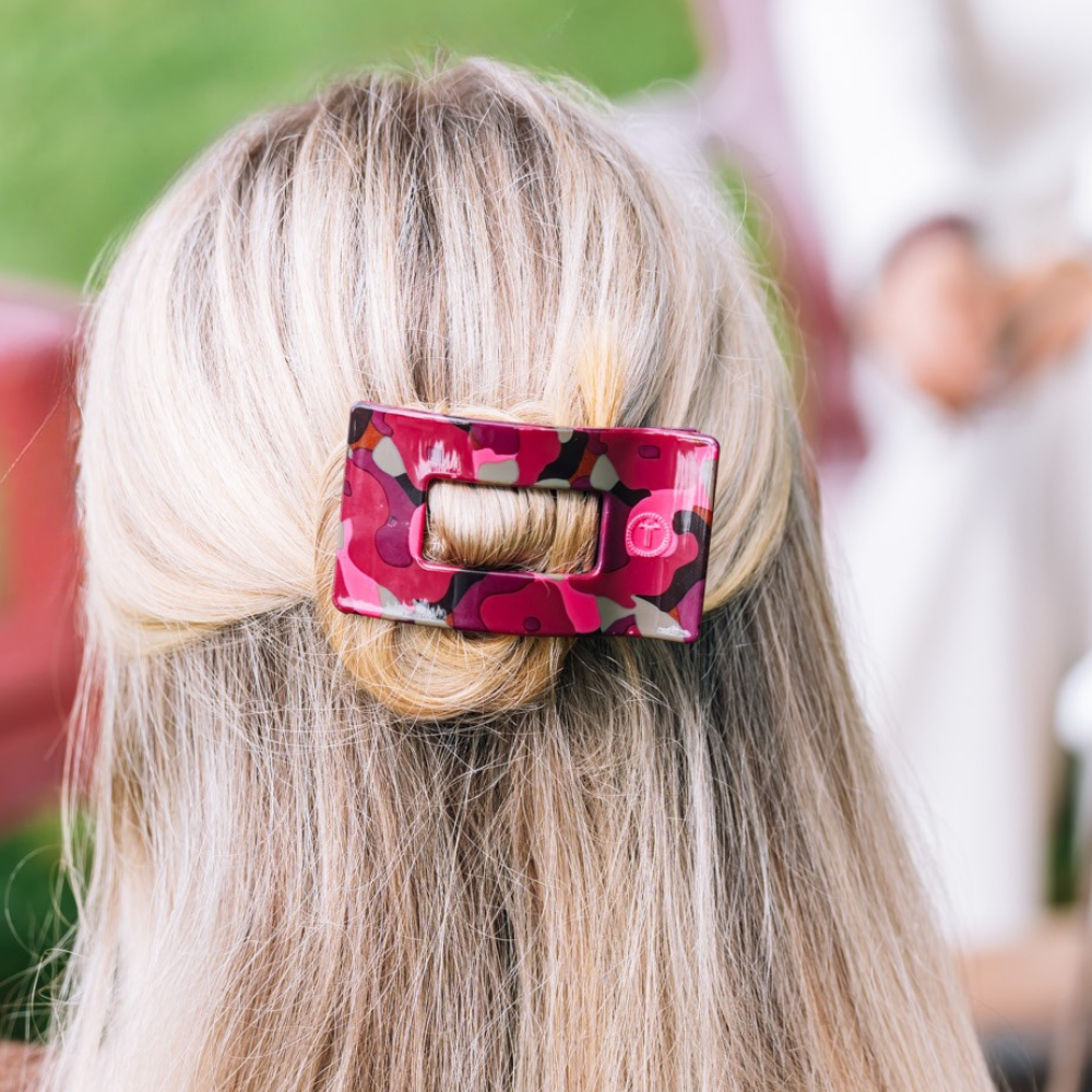 TELETIES - Small Flat Rectangle Hair Clip - Garden Glam