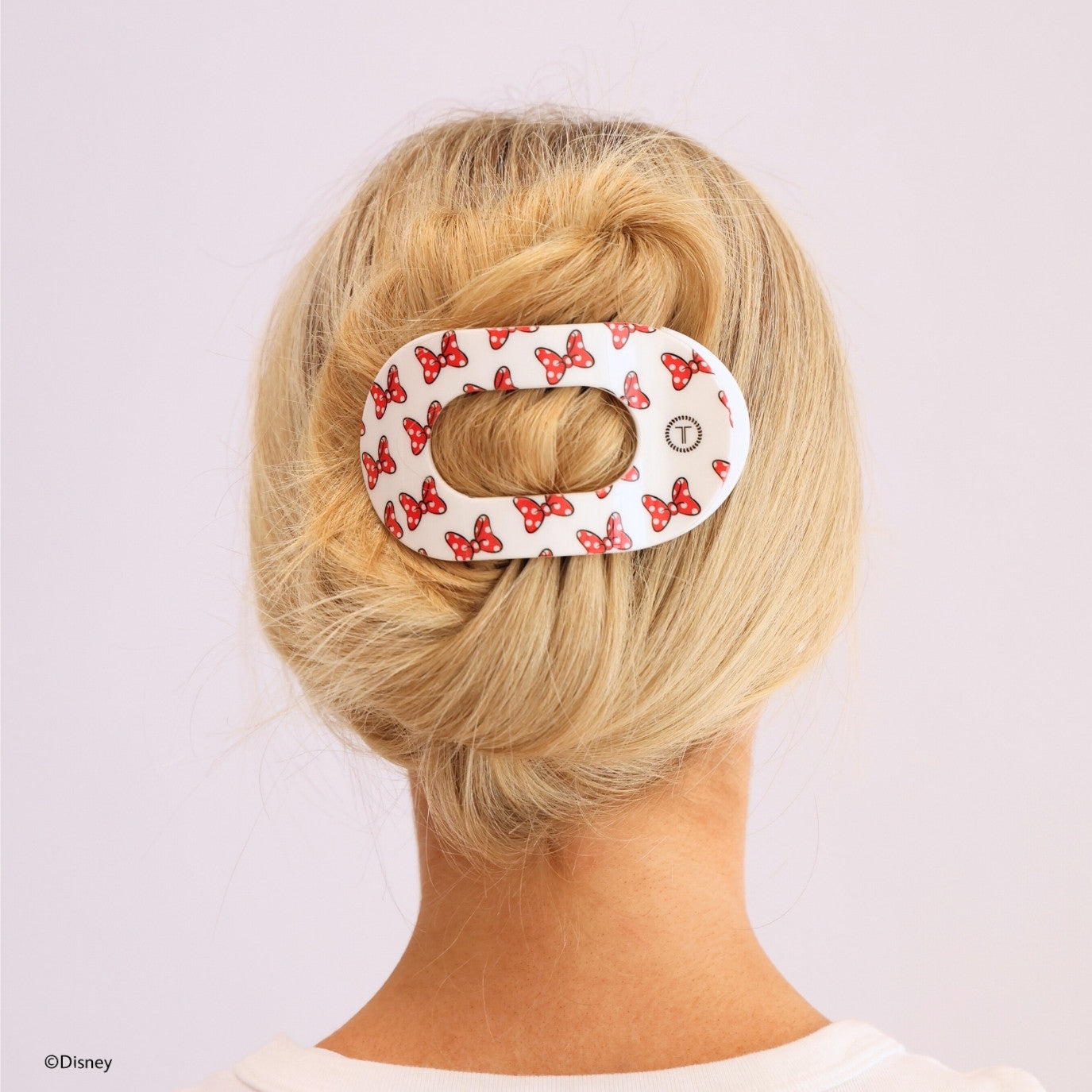 TELETIES - Large Flat Round Hair Clip - Minnie Mouse Loves Her Bows!