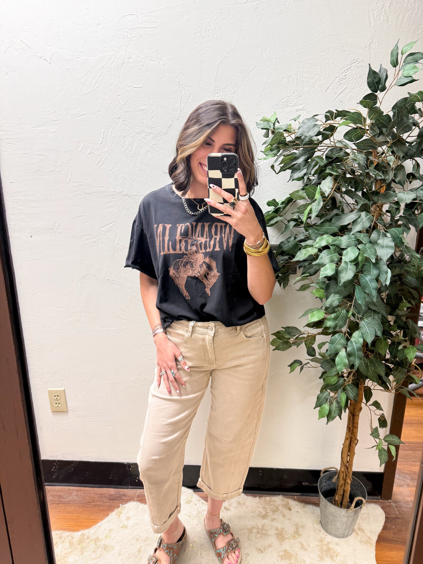 The Merlyn Barrel-leg Cropped Color Denim Pants - Ash Mocha