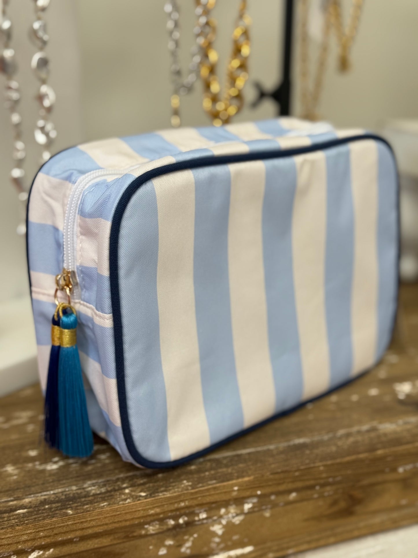 The Preston Striped Pouch - Blue