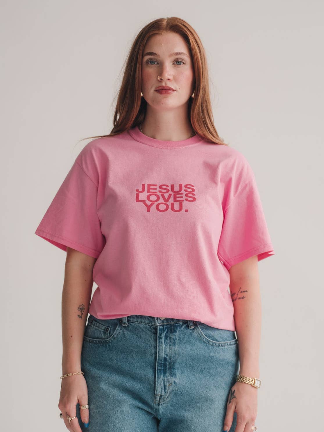 The Jesus Loves You Tee - Pink Clay