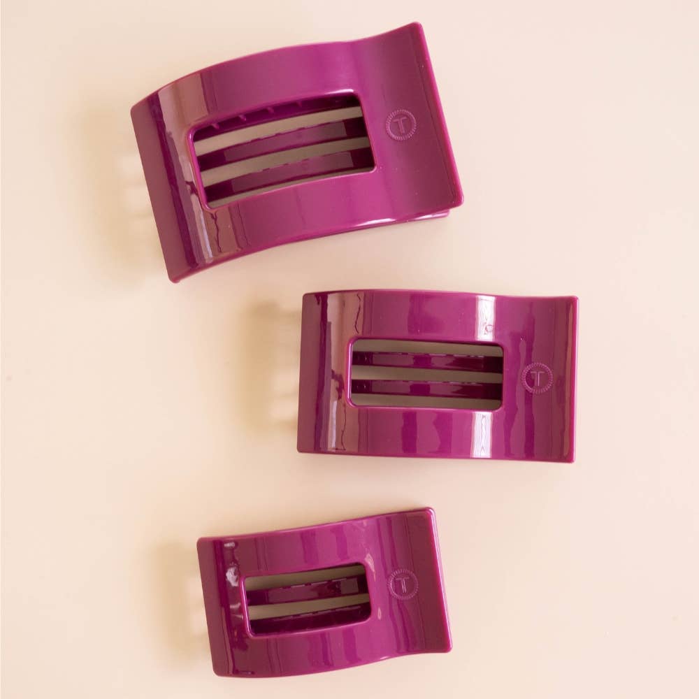 TELETIES - Large Flat Rectangle Hair Clip - Mulberry