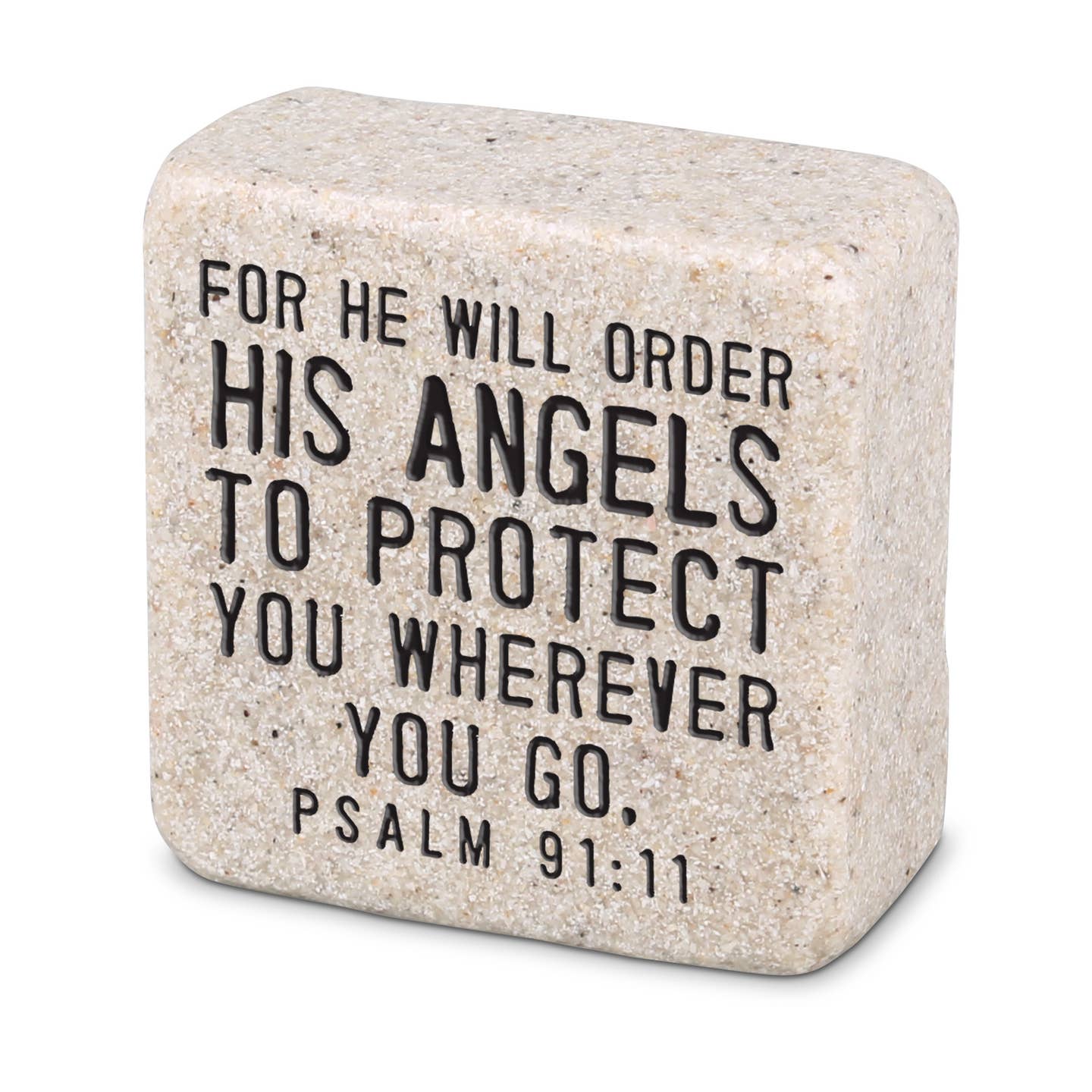 His Angels to Protect You - Stone Block Plaque, Psalms 91:11