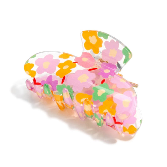 The Betsie Claw Clip - Lilac/Yellow Floral