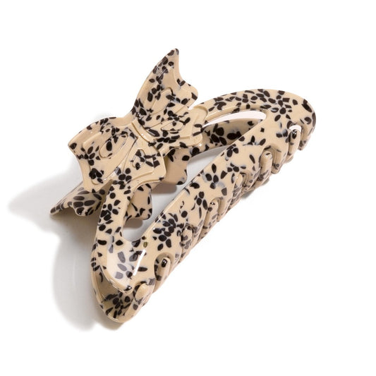 The Lisette Bow Hair Clip - Cream Leopard