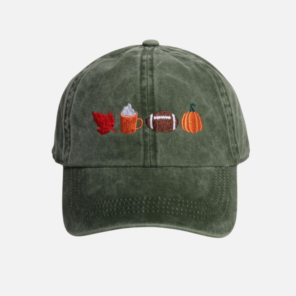 The Fall Faves Embroidered Hat - Olive