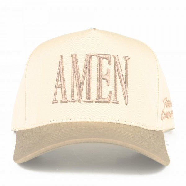 The AMEN Embroidered Hat -  Beige