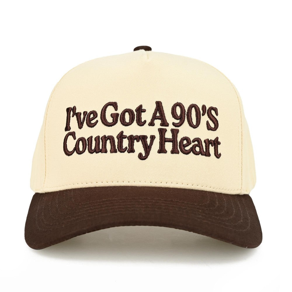 The 90's Country Heart Embroidered Hat - Brown