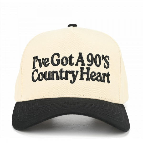 The 90's Country Heart Embroidered Hat - Black