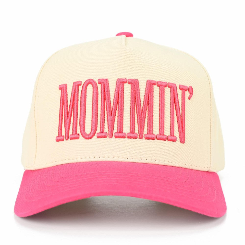The MOMMIN' Embroidered Hat - Hot Pink