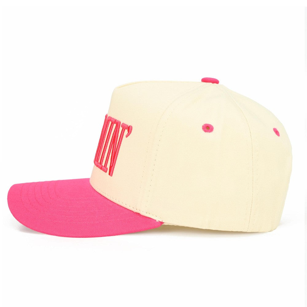 The MOMMIN' Embroidered Hat - Hot Pink
