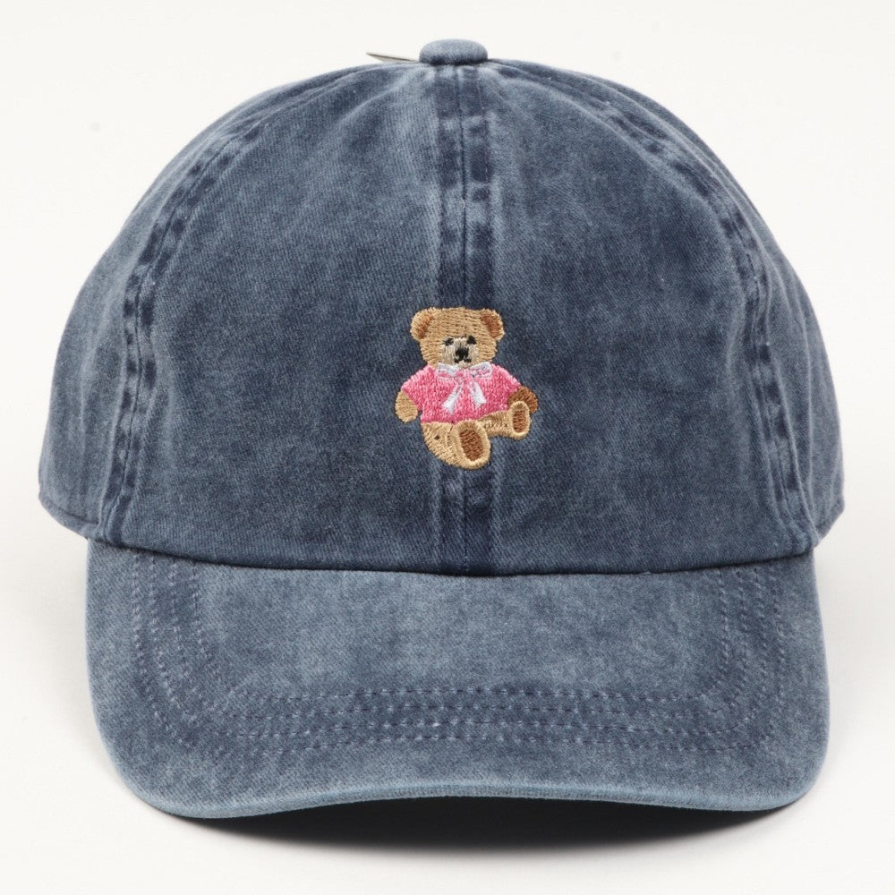 The Teddy Bear Embroidered Hat - Navy