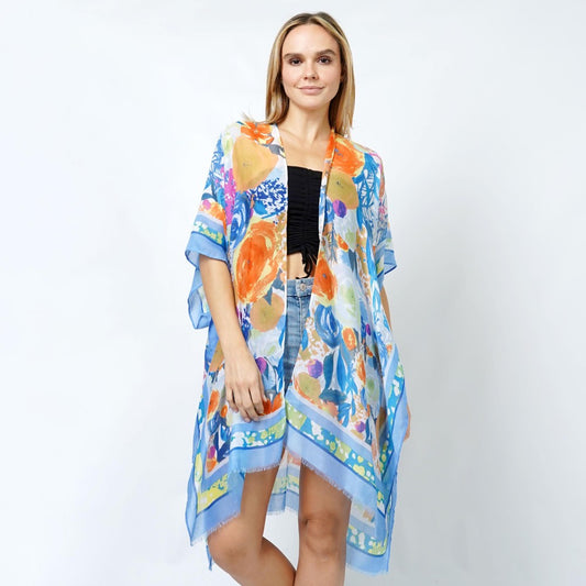 The Rosie Floral Kimono - Blue