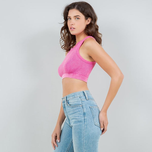 FINAL SALE - The Livvy Cropped Brami - Fuchsia