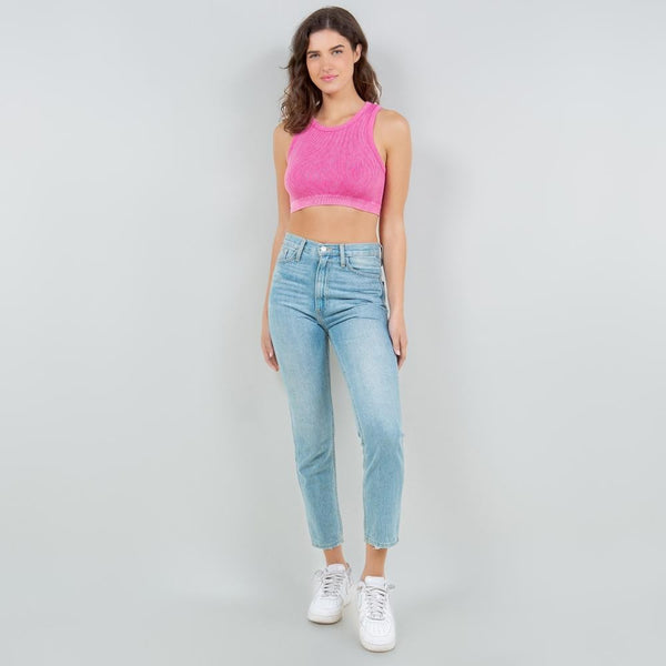 FINAL SALE - The Livvy Cropped Brami - Fuchsia
