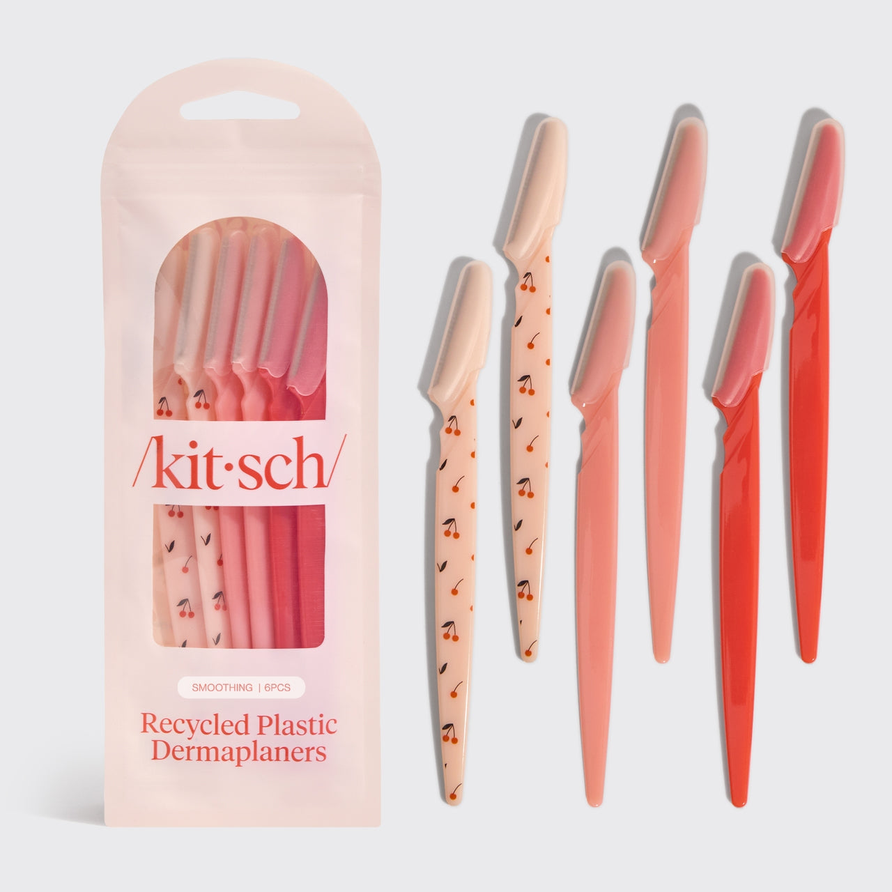 KITSCH - Recycled Plastic Dermaplaners 6pc Set - Asst Cherry Blossom