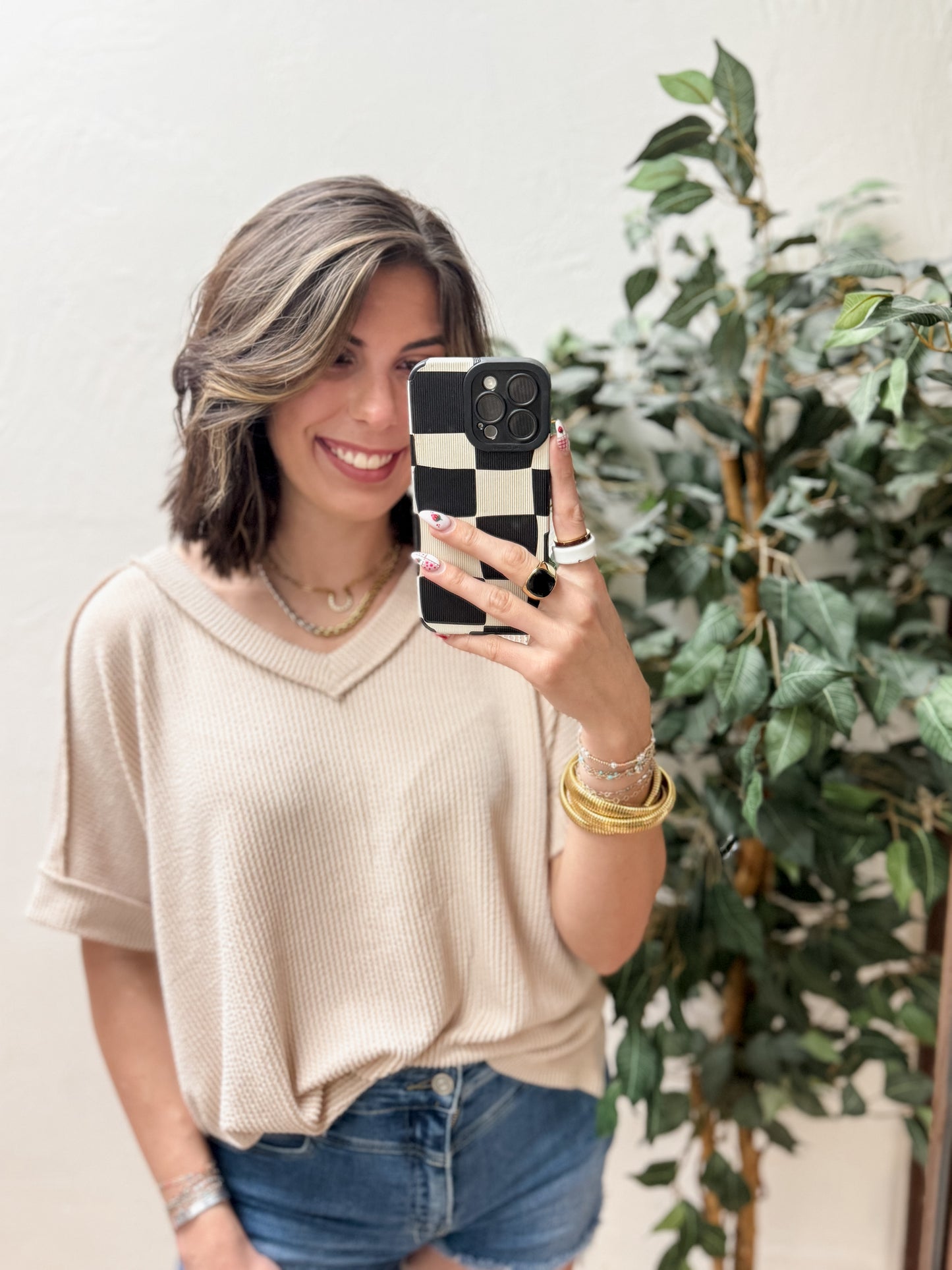 The Roxie Corded Top - Sand Beige
