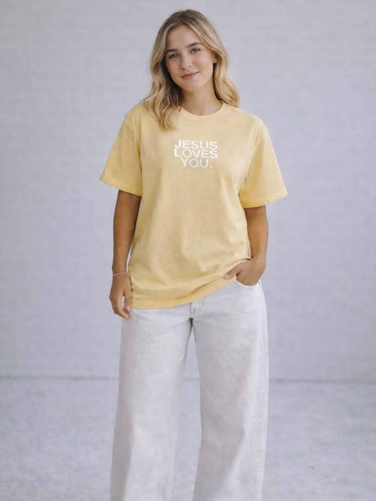 The Jesus Loves You Comfort Colors Tee - Buttercream