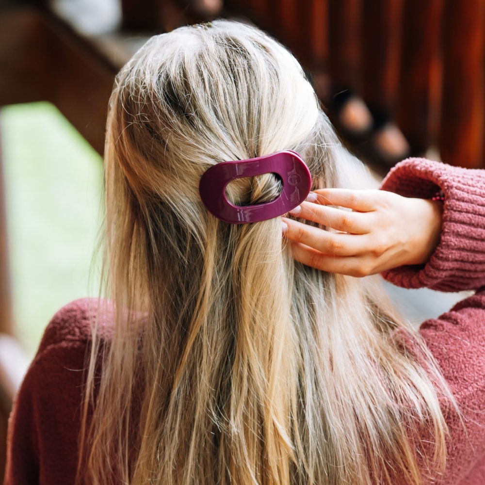 TELETIES - Small Flat Round Hair Clip - Mulberry