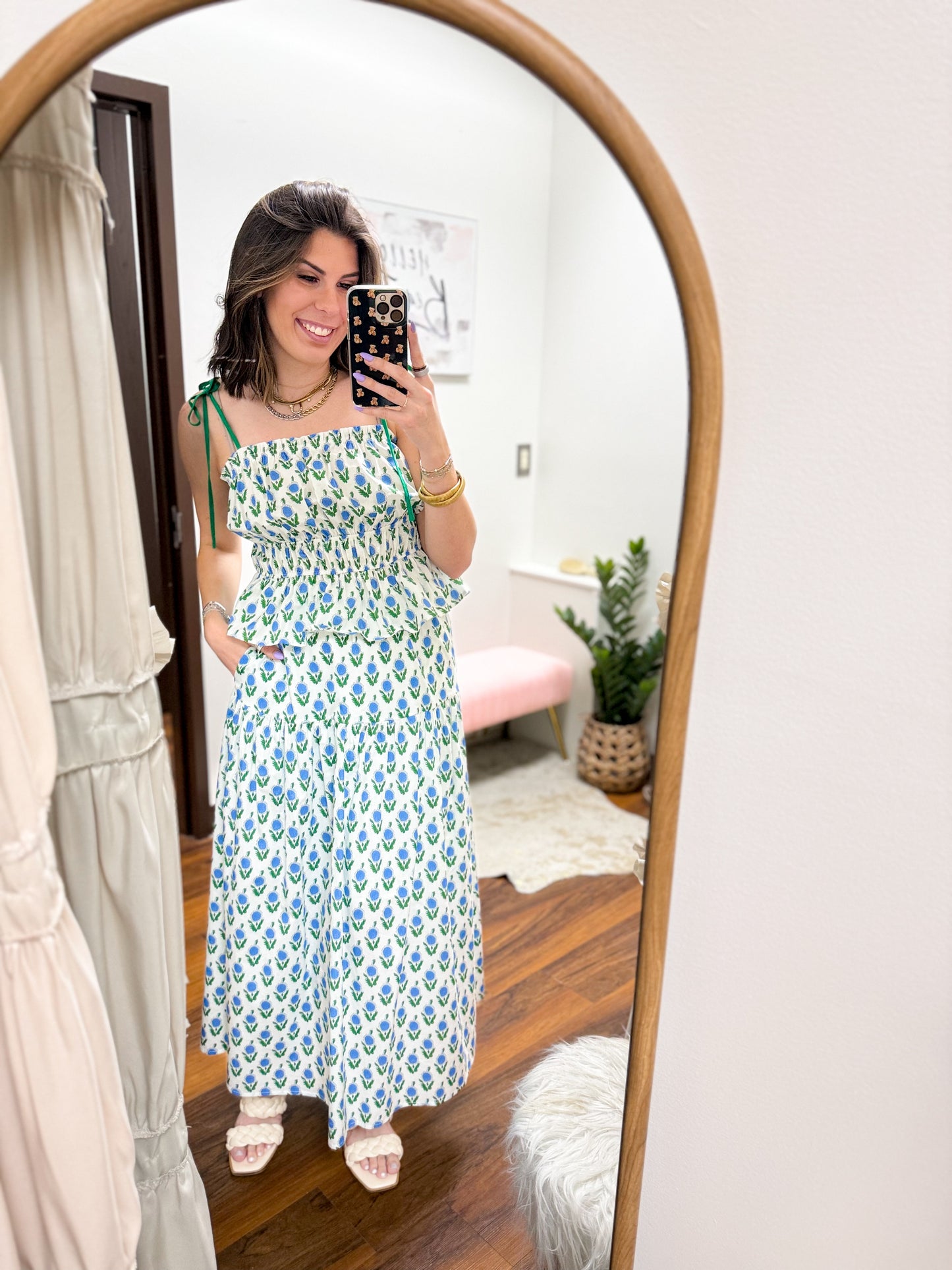 The Paige Skirt - Blue Floral