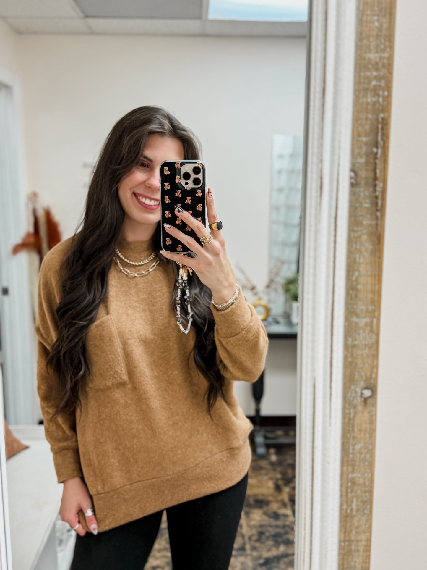 The Tangee Melange Sweater - Deep Camel