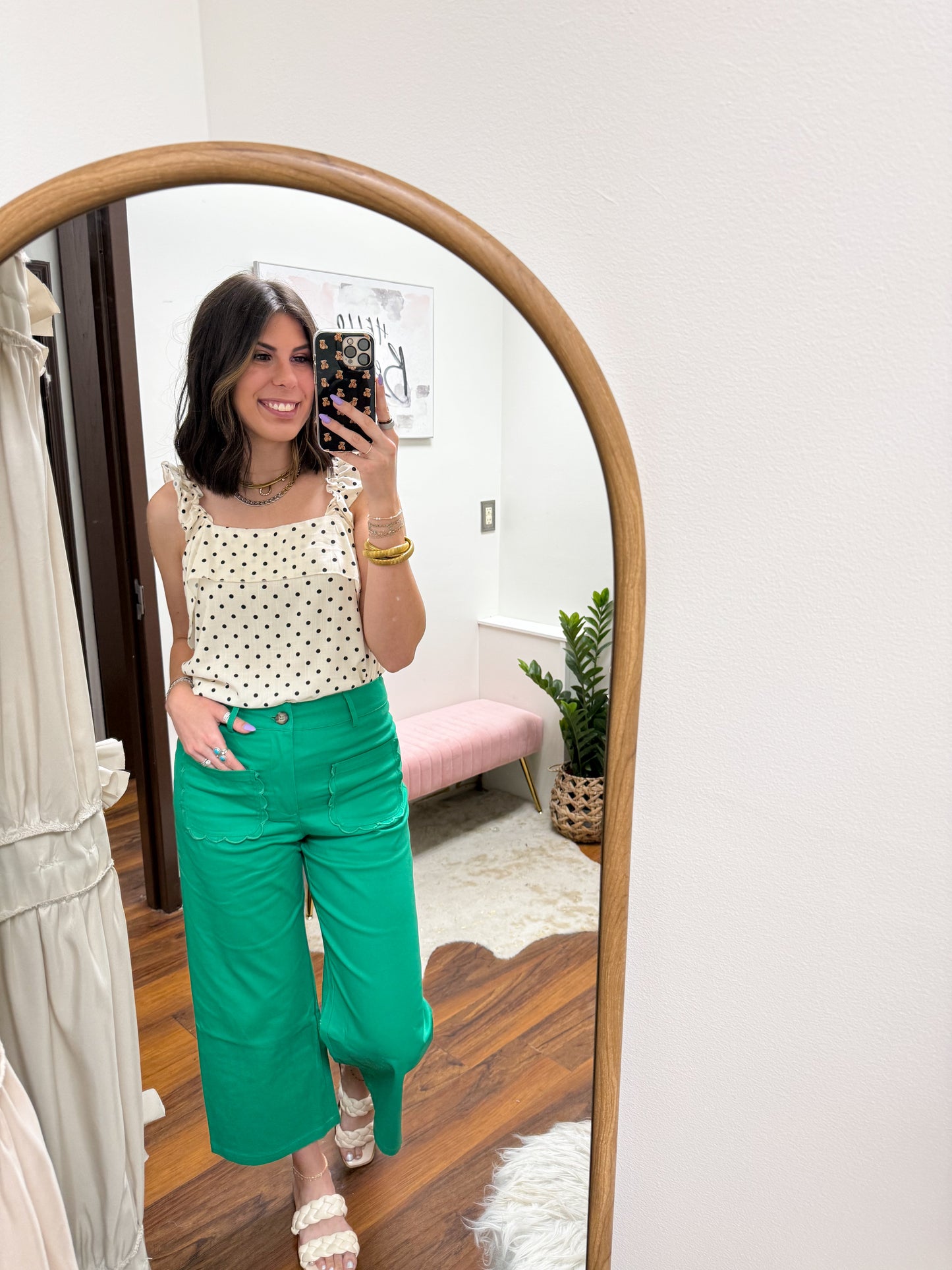 The Maisyn Scallop Pocket Wide Leg Pants - Kelly Green