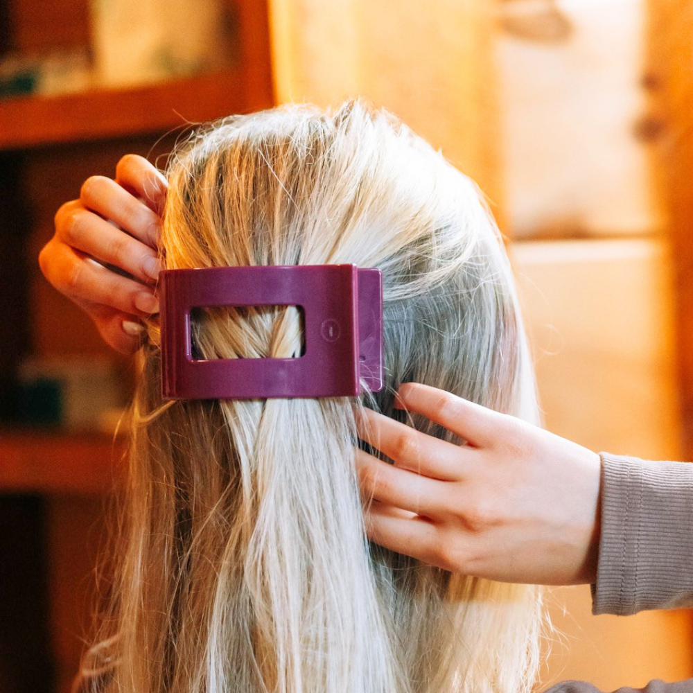 TELETIES - Medium Flat Rectangle Hair Clip - Mulberry