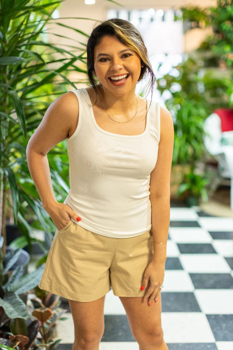 The Bella Ribbed Tank Top - White