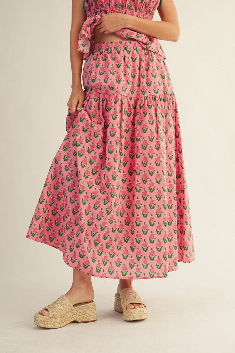 The Paige Skirt - Pink Floral