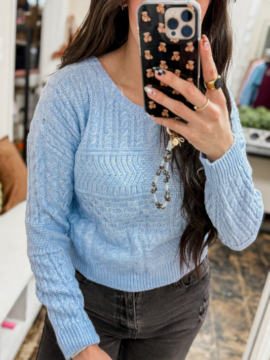 Simply Southern - Open Back Bow Sweater - Blue