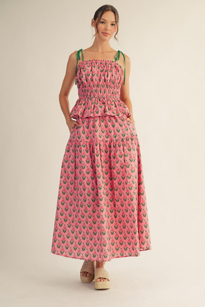 The Paige Peplum Top - Pink Floral