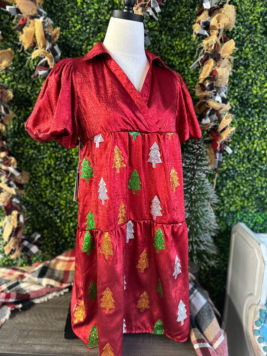 Simply Southern - Tiered Sparkle Dress - Christmas Tree