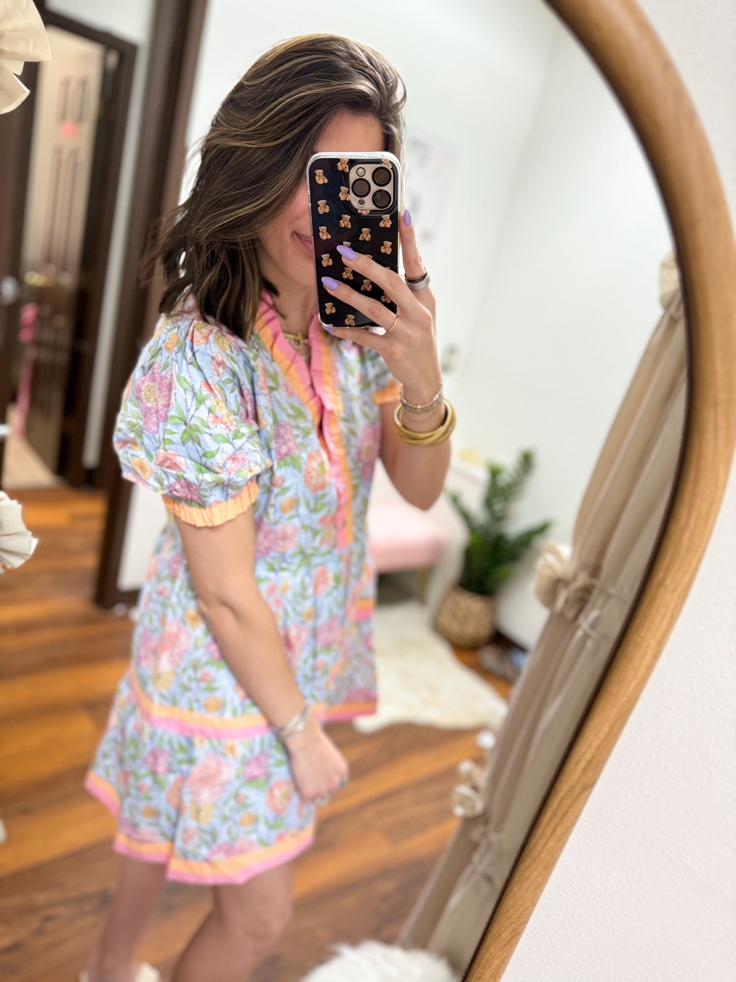 The Penny Floral Dress - Sky Blue