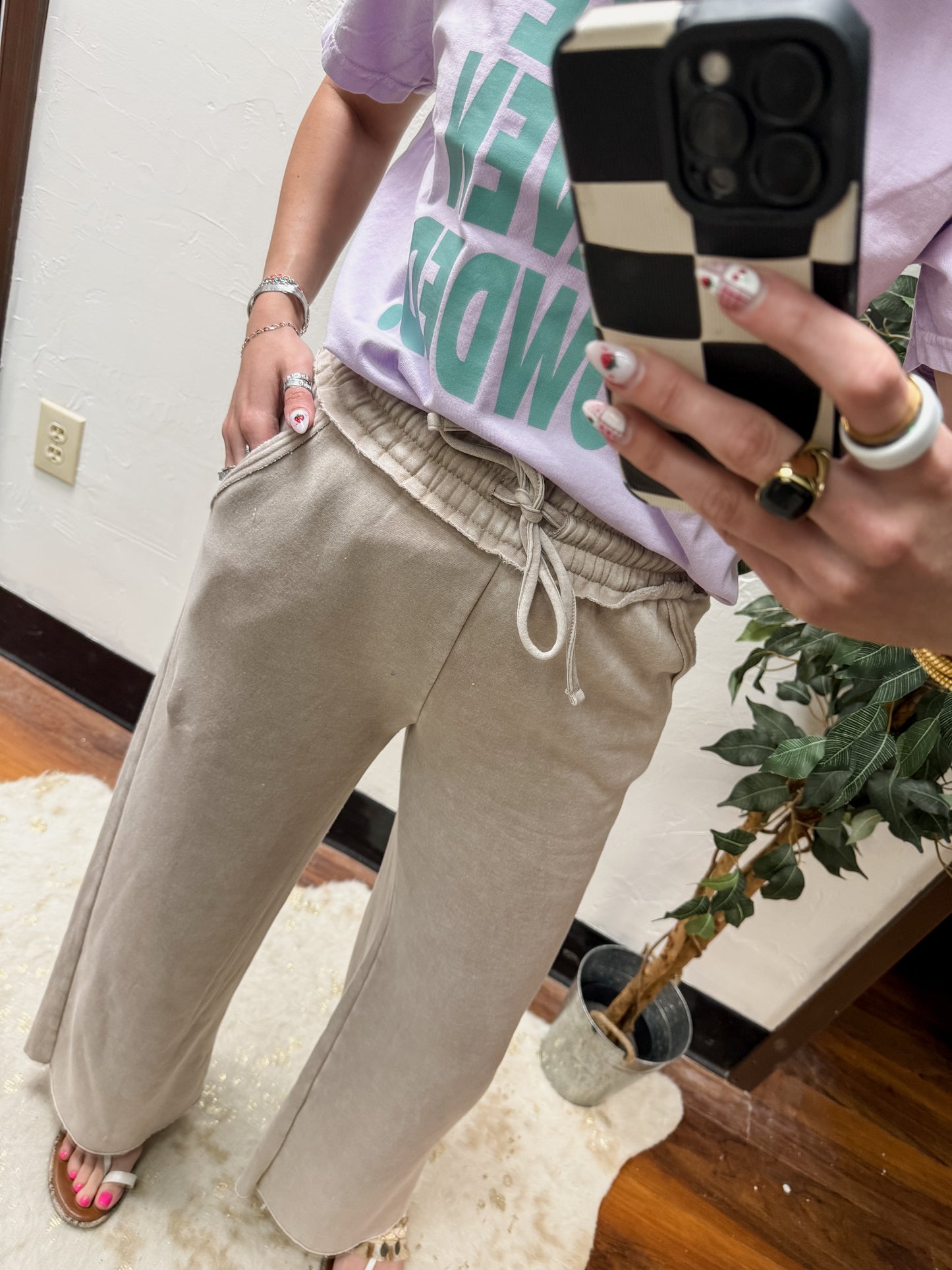 CURVY - The Cambree Palazzo Sweatpants - Ash Mocha