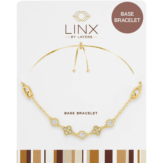 LINX - Base Bracelet - Gold Clover & Cz