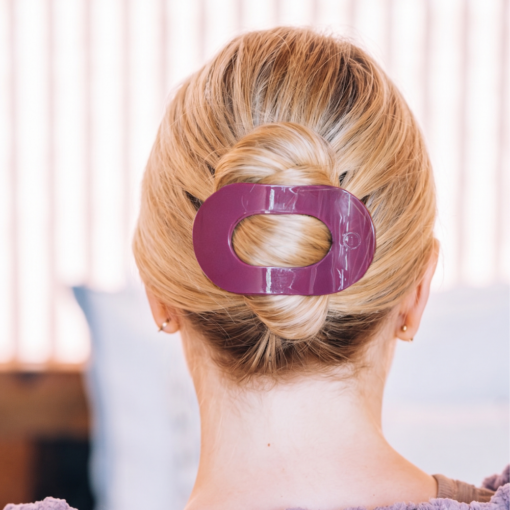 TELETIES - Large Flat Round Hair Clip - Mulberry