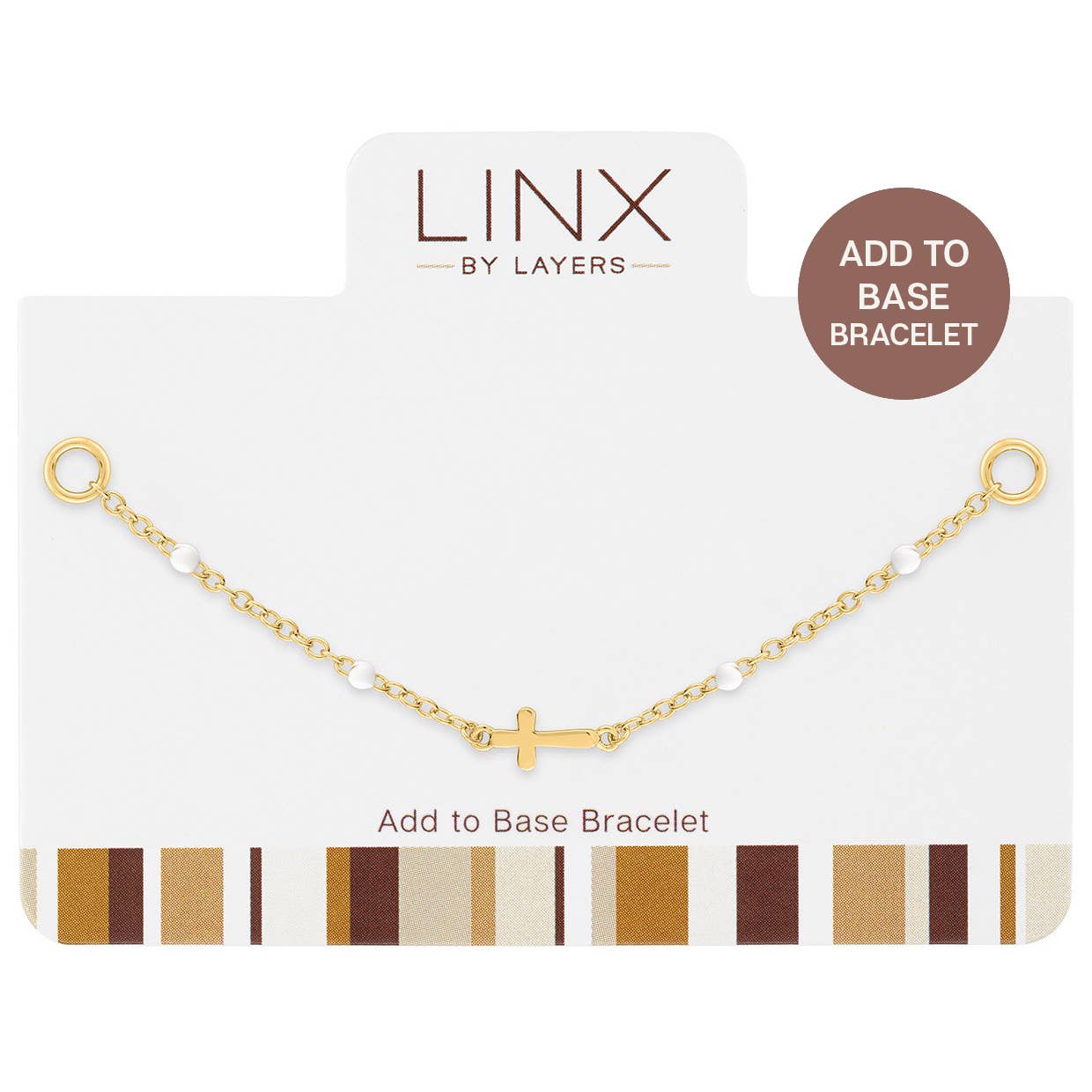LINX - Add On - Gold Petite White Beaded Cross