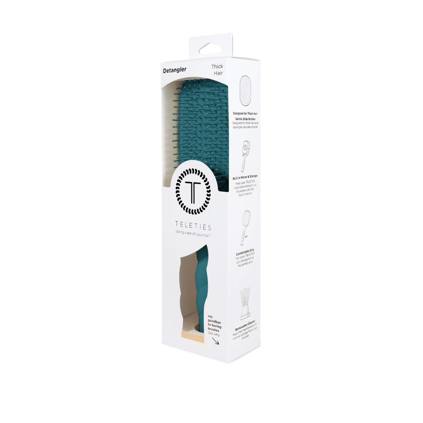 TELETIES - Detangler Hair Brush for Thick Hair - Teal With It