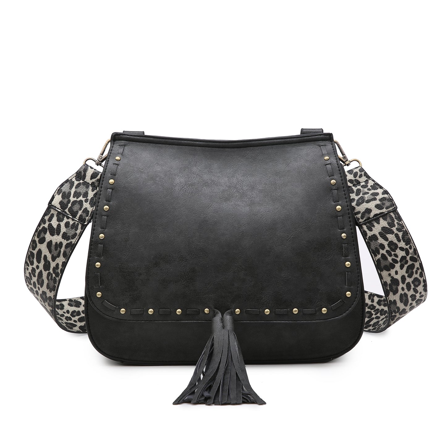 The Brinley Studded Crossbody Bag - Black