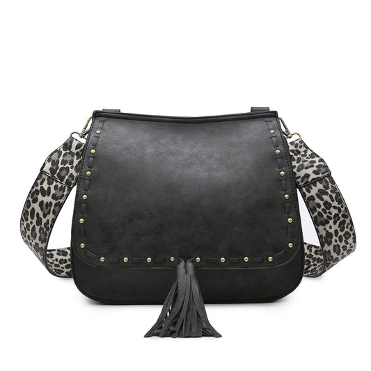 The Brinley Studded Crossbody Bag - Black