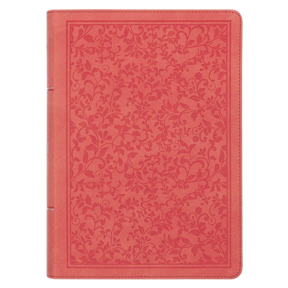 NLT, The Spiritual Growth Bible Faux Leather, Coral Vines