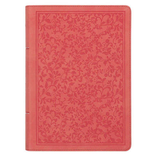 NLT, The Spiritual Growth Bible Faux Leather, Coral Vines