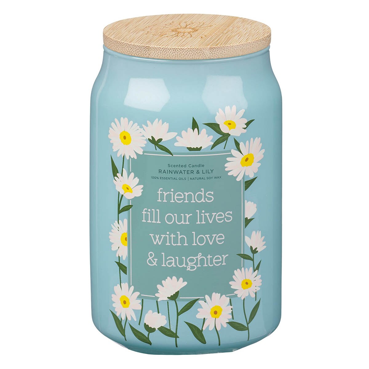 Glass Candle w/ Bamboo Lid - Friends Fill Our Lives