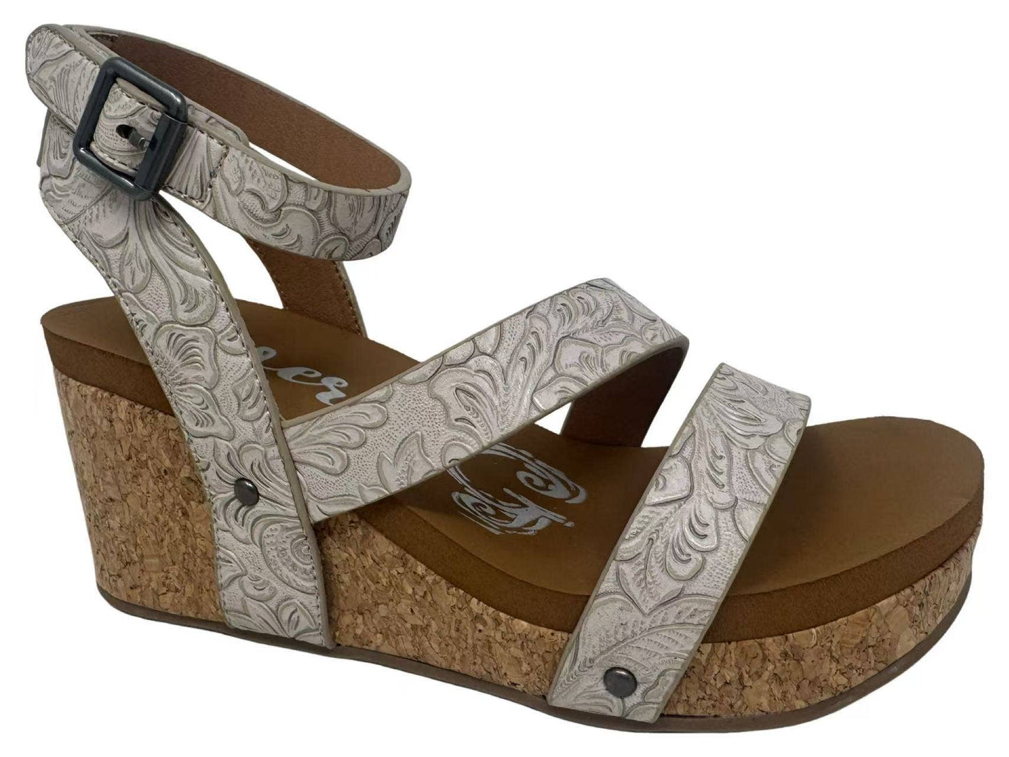 Very G - Kiara Boho Corked Wrapped Wedge - Light Grey