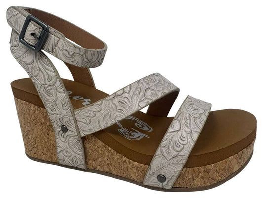 Very G - Kiara Boho Corked Wrapped Wedge - Light Grey