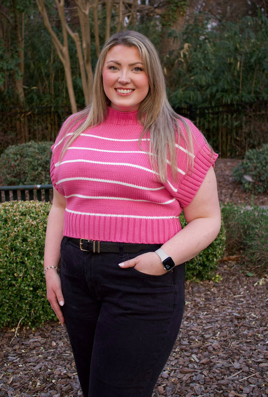 The Shelby Striped Sweater - Pink/Ivory