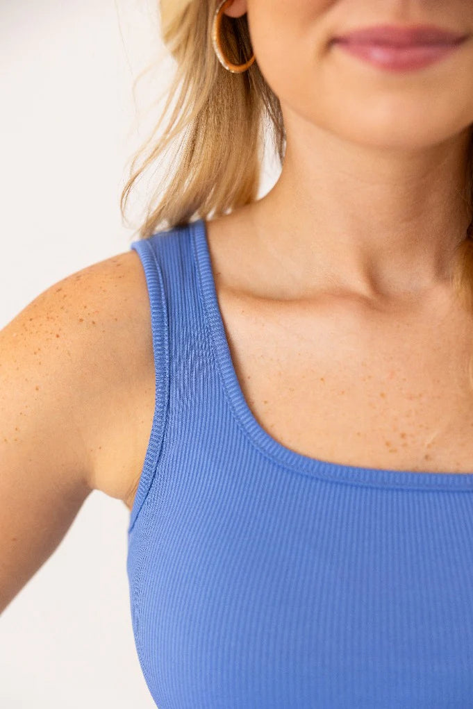 FINAL SALE - The Bella Ribbed Tank Top - Blue