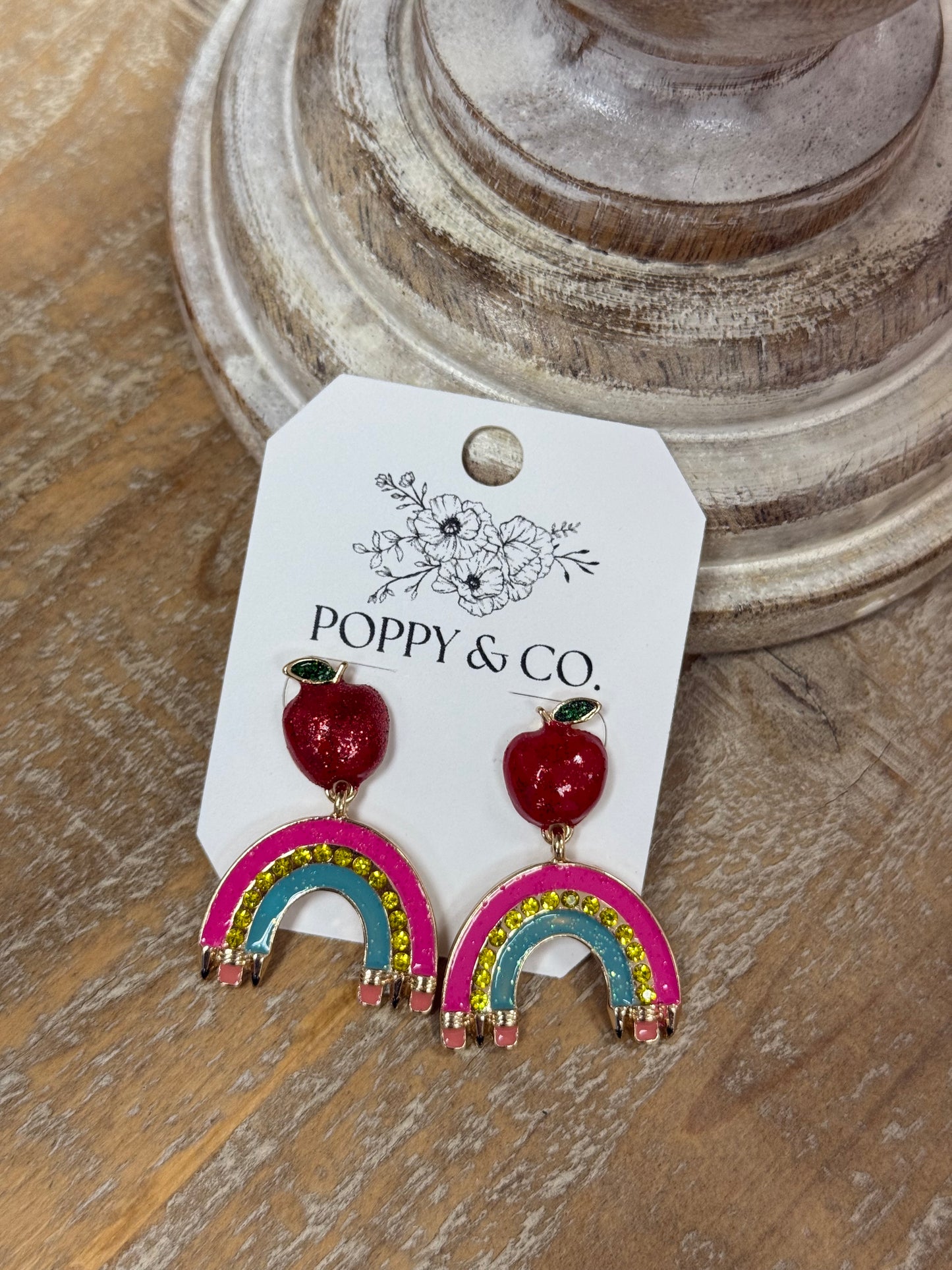 The Rainbow Pencil Teacher Earrings