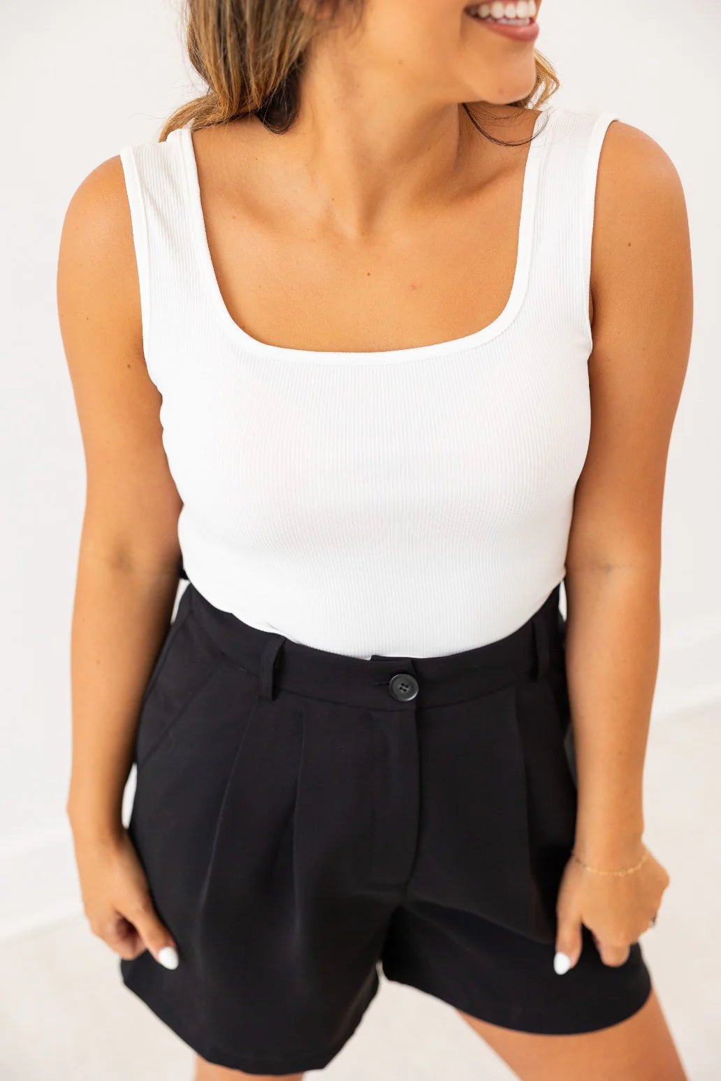 The Bella Ribbed Tank Top - White
