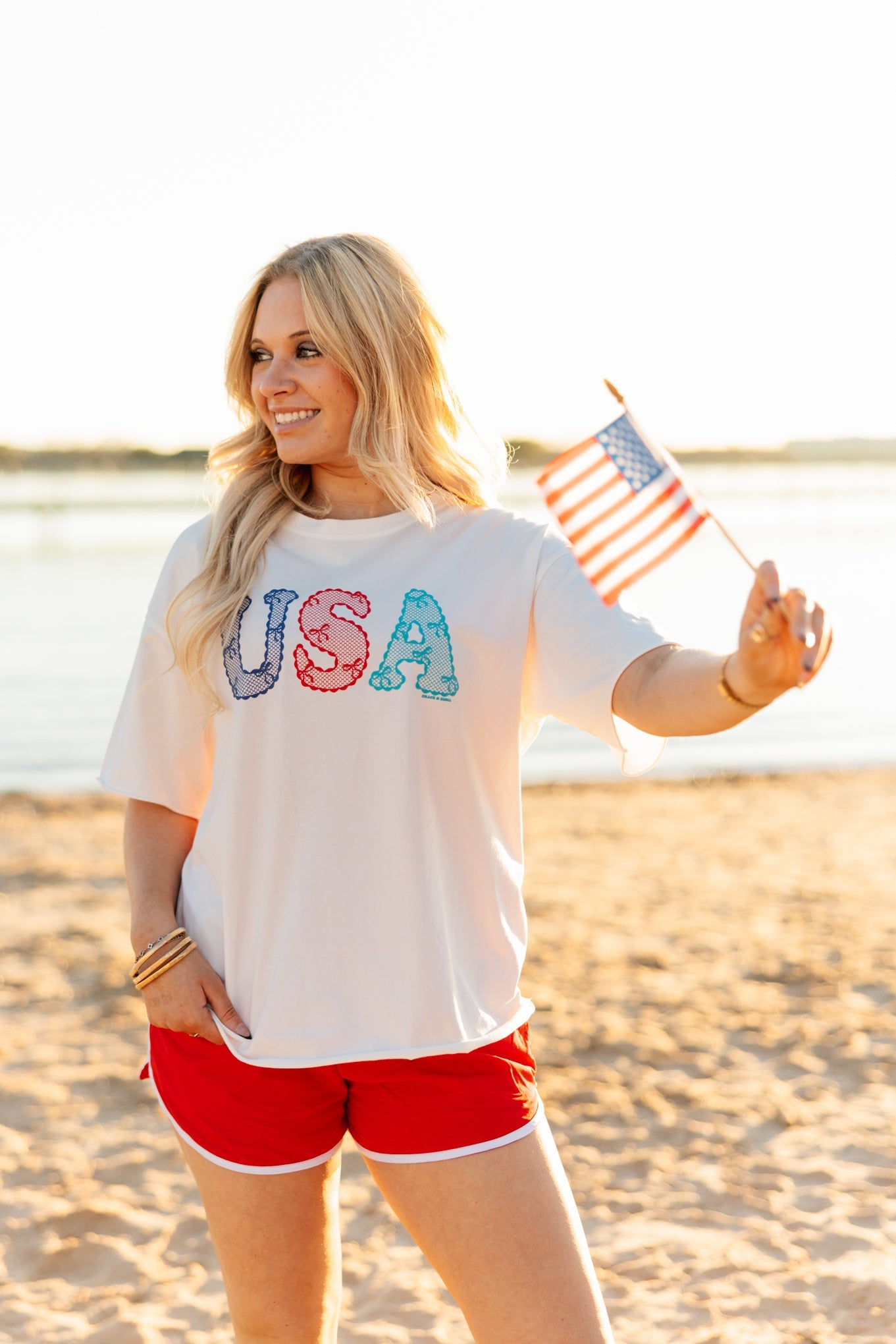 The USA Lace Bows Boxy Tee